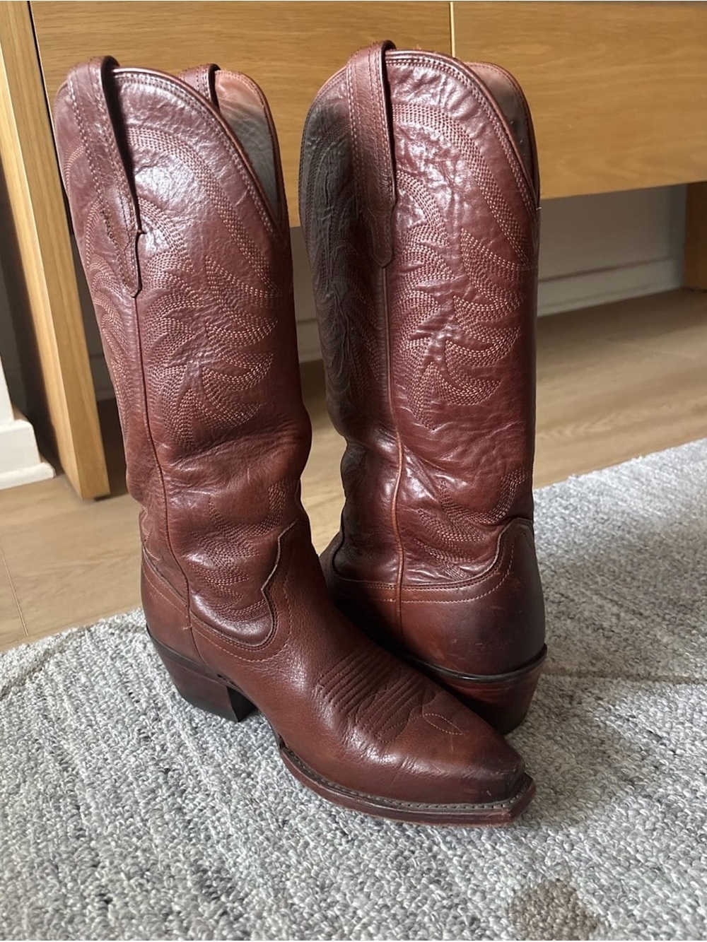 Tecovas Brown Leather Western Heeled Boots - Size 7